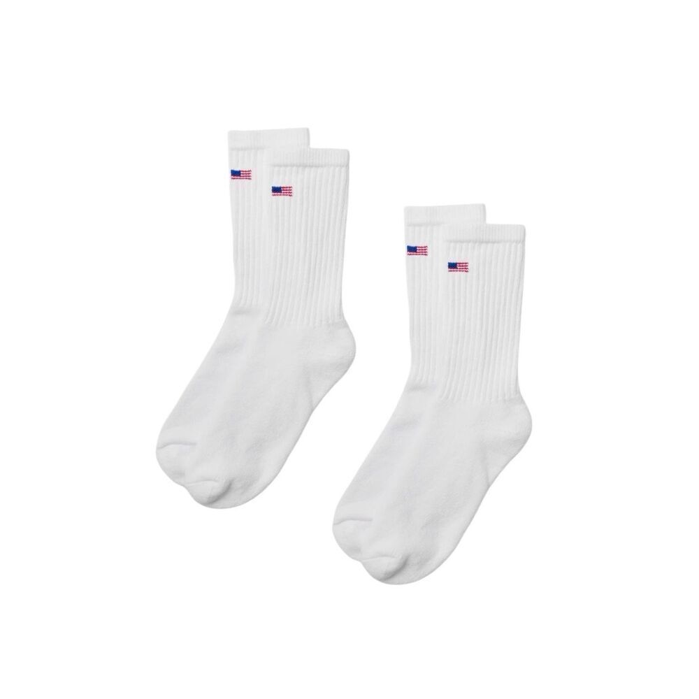 American Trench White Flag Crew Socks 2-Pack, Patriotic, Made in USA